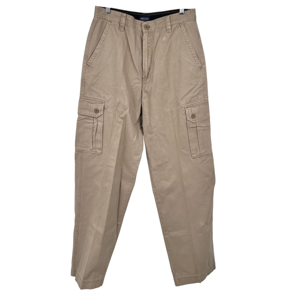 Sideout Mens Vintage Khaki Cargo Pants 32x34 Tan Cotton Straight Leg Twill